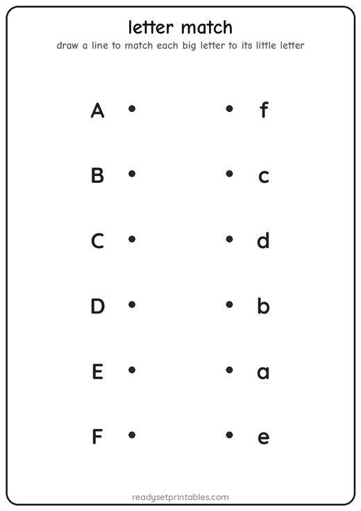 Uppercase Lowercase Letter Matching Worksheet — free printable for early learners