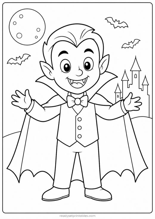 vampire coloring page — free printable coloring sheet for kids