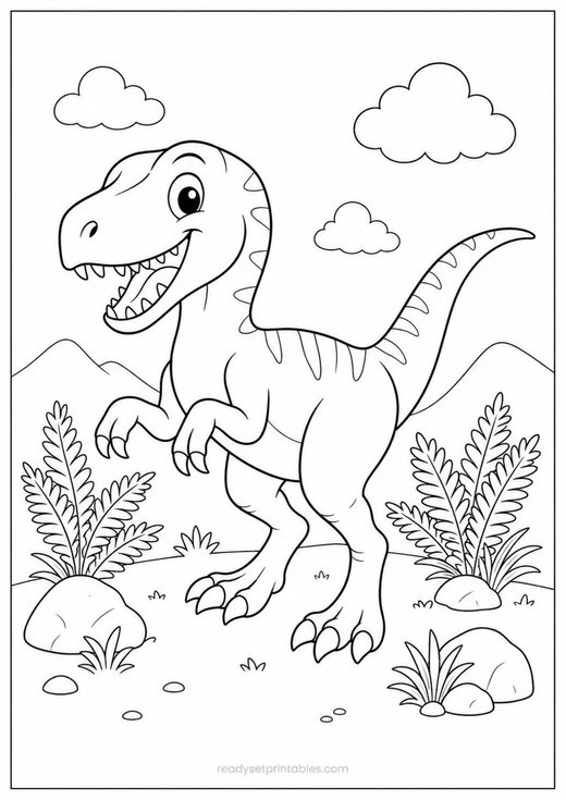velociraptor coloring page — free printable coloring sheet for kids