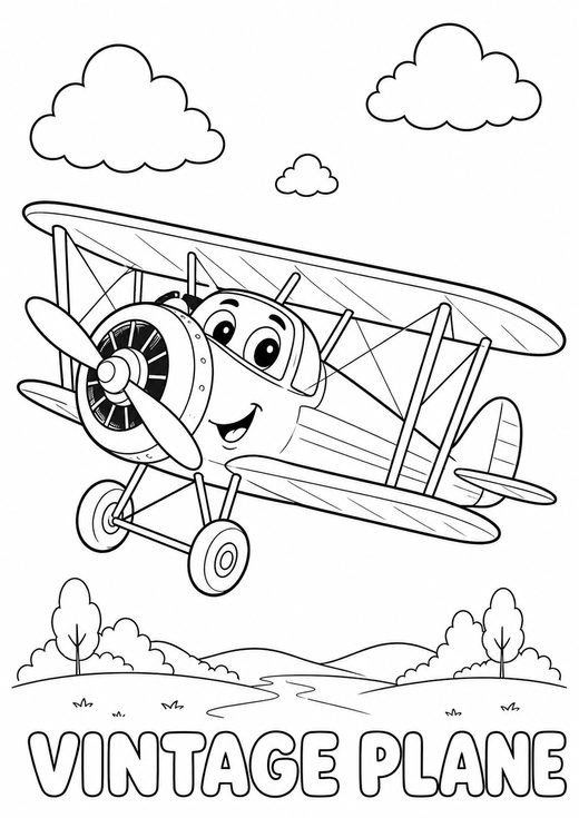 vintage plane coloring page — free printable coloring sheet for kids