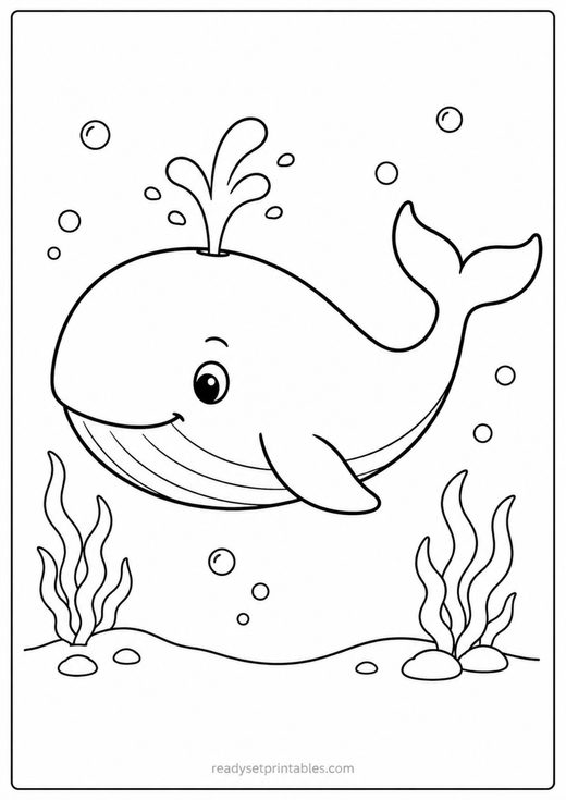 whale coloring page — free printable coloring sheet for kids