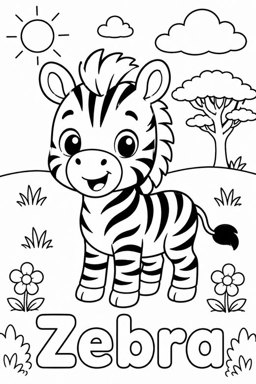 zebra coloring page — free printable coloring sheet for kids